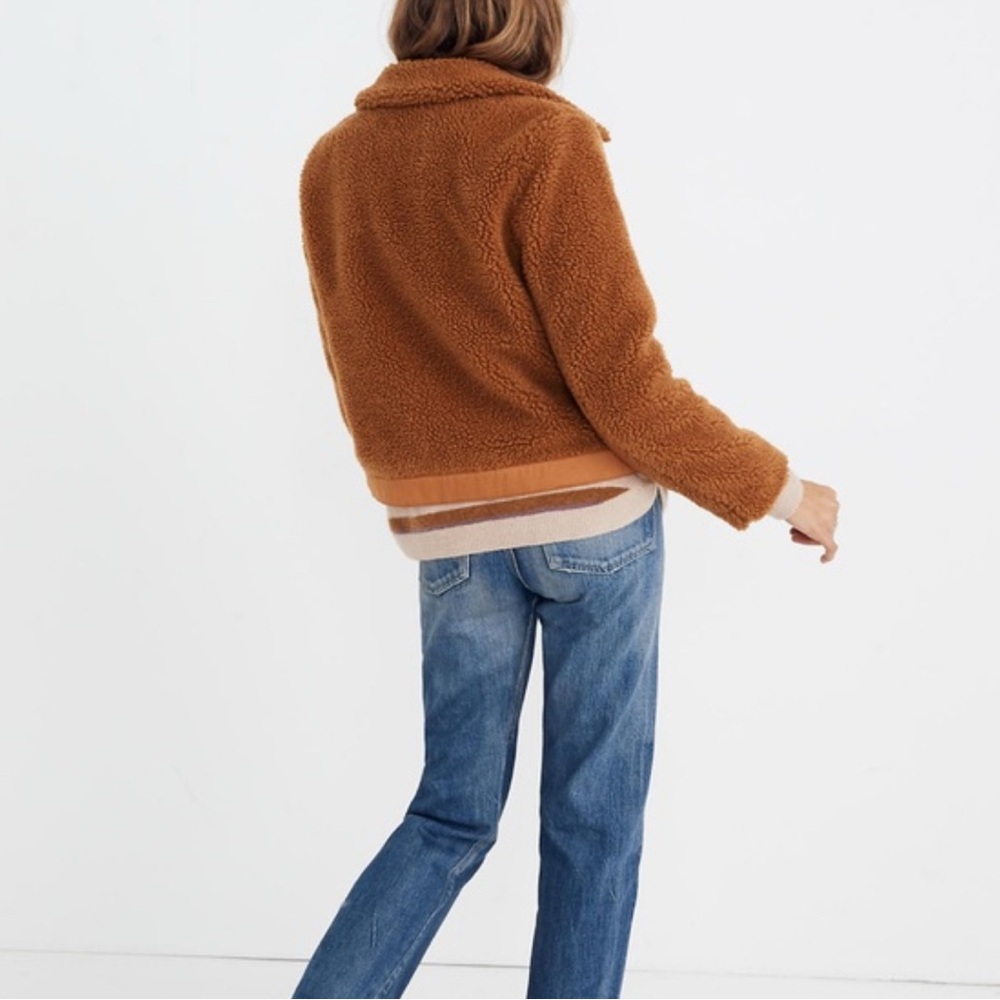 Madewell size M brown faux fur bomber jacket - Picture 2 of 10